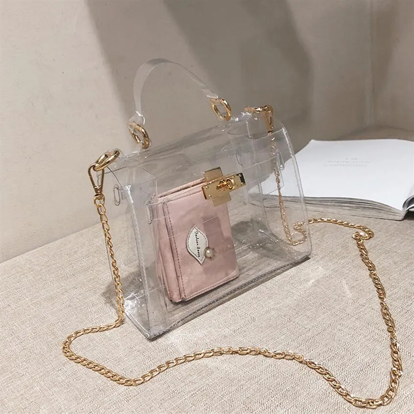 PVC Clear Jelly Bag for Women Clutch Tote Handv￤skor Damer Handv￤skor Designer Transparent Purses Handbag Crossbody Pouch Sac A Main2984