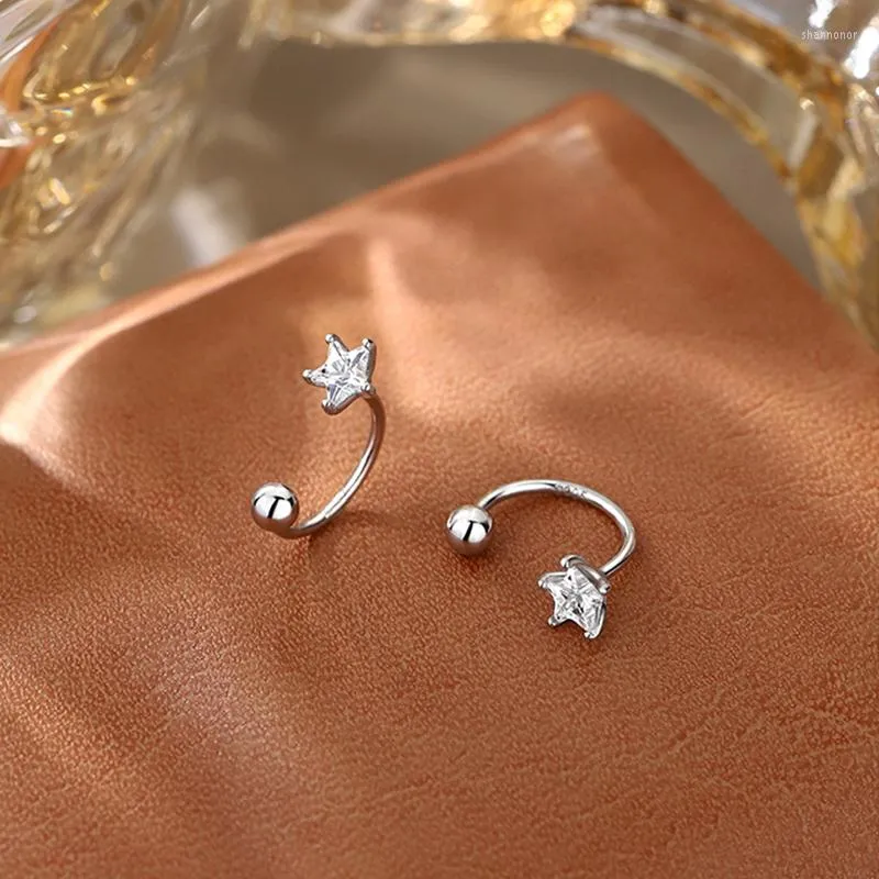 أقراط مسمار 925 Sterling Silver Star Flash Diamond Summer Small Fresh Female Endery Eduction Hypoallergenic Jewelry Whine