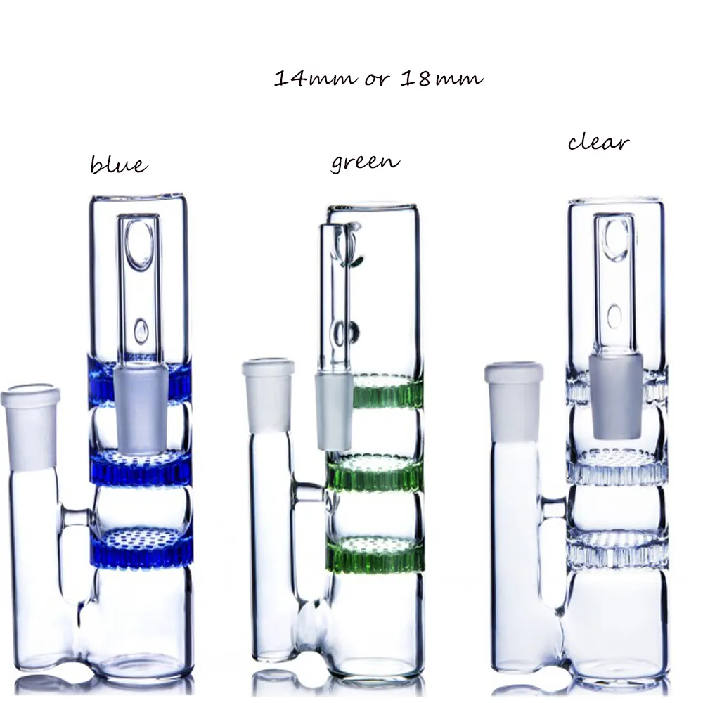 Wasserpfeifen 18 mm Glas-Aschenfänger, blaue Bong, 14 mm Aschenfänger, rechtwinklig für Glasbongs, Bohrinseln