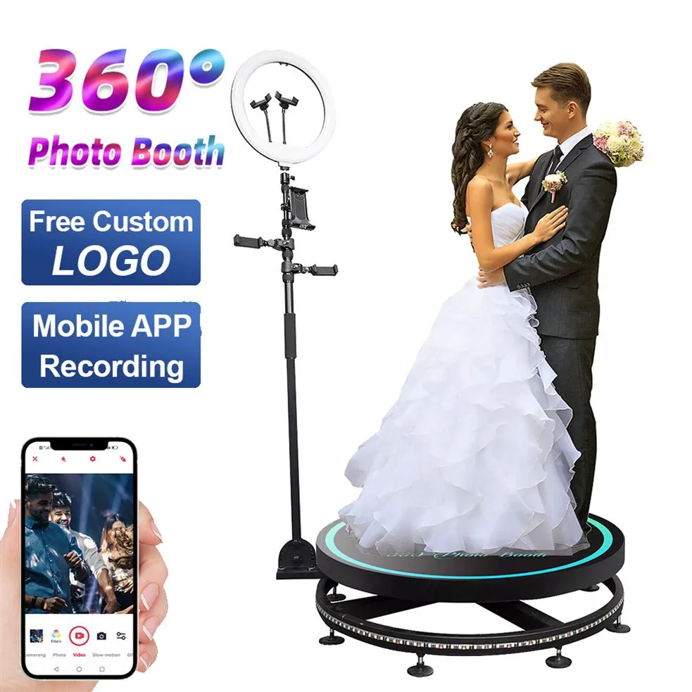 Macchina rotante per cabina 360 Po per eventi Feste Espositore automatico per piattaforma selfie con rotazione con logo personalizzato2186