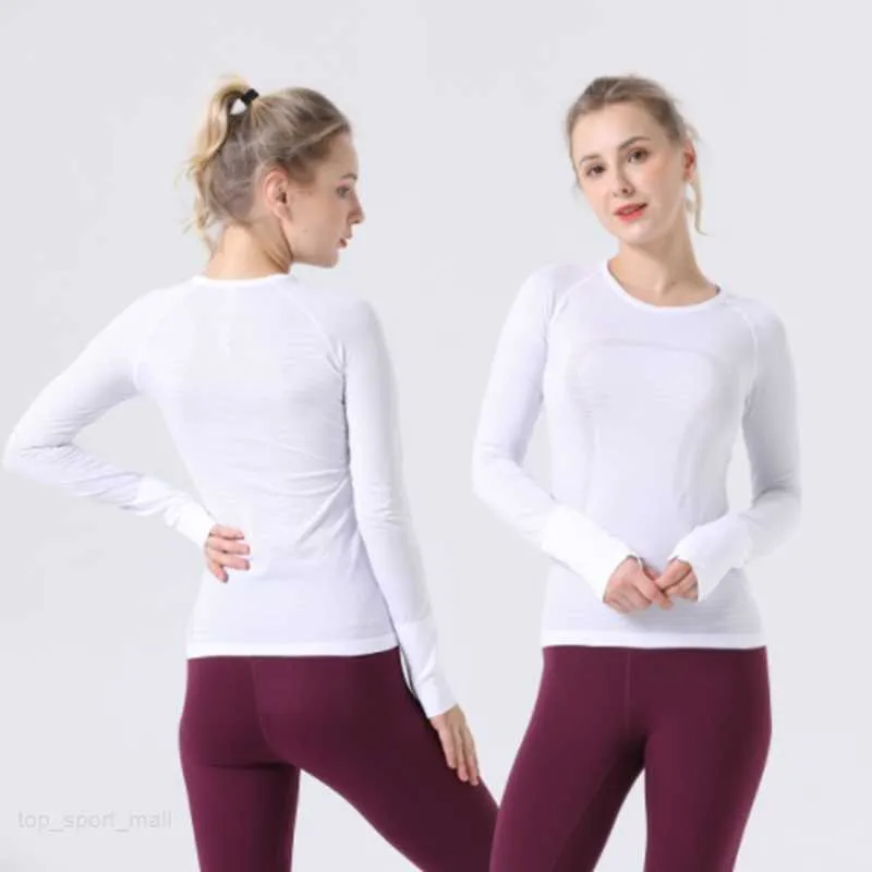 2023 LU-07 femmes Yoga manches longues 2.0 couleur unie sport nu façonnage taille serré Fitness lâche Jogging vêtements de sport femmes bon