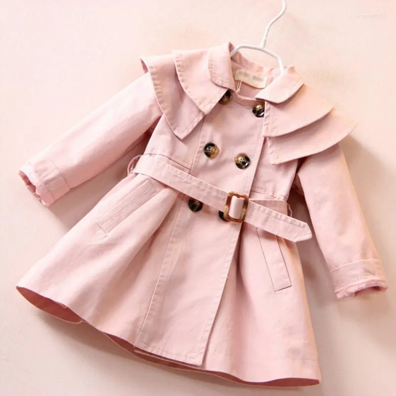 Coat Girls Baby's Kids Windbreaker Jacket Outwear 2022 Red Pink Spring Autumn Cotton Button Cardigan School Barnkläder