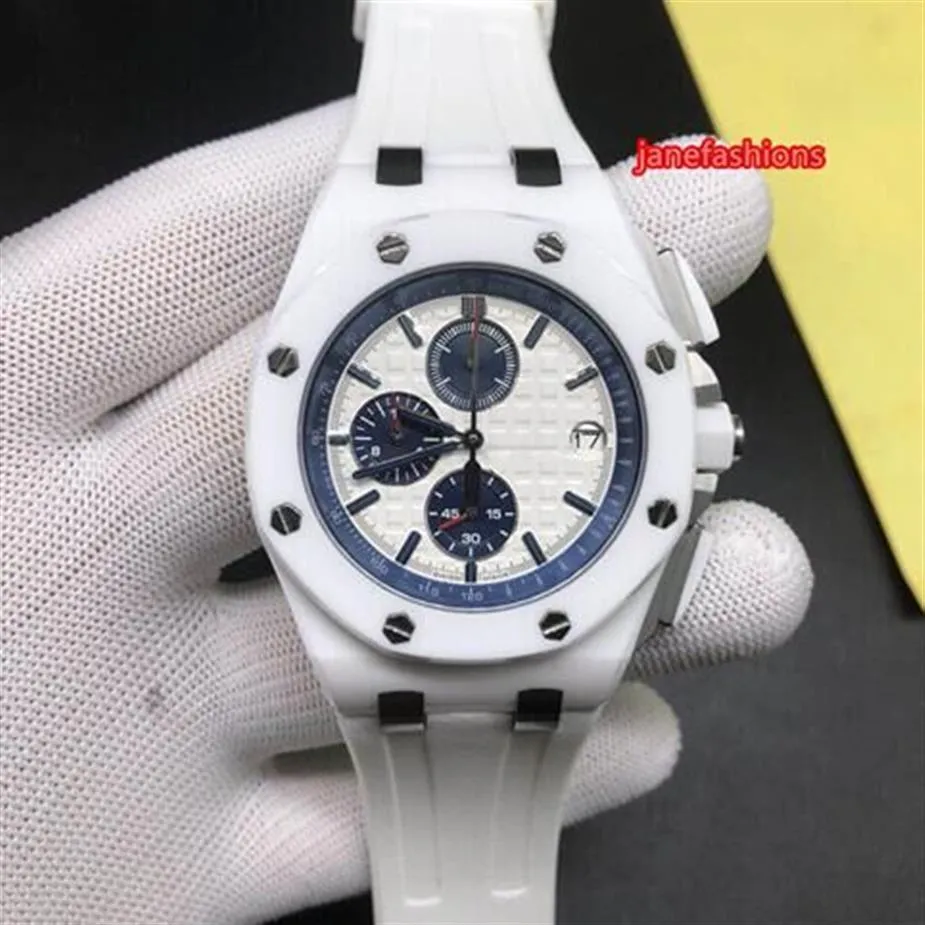 Montre pour hommes minimaliste blanche montre étanche en caoutchouc naturel de haute qualité boîtier en céramique blanche montres de sport pour hommes à quartz152M