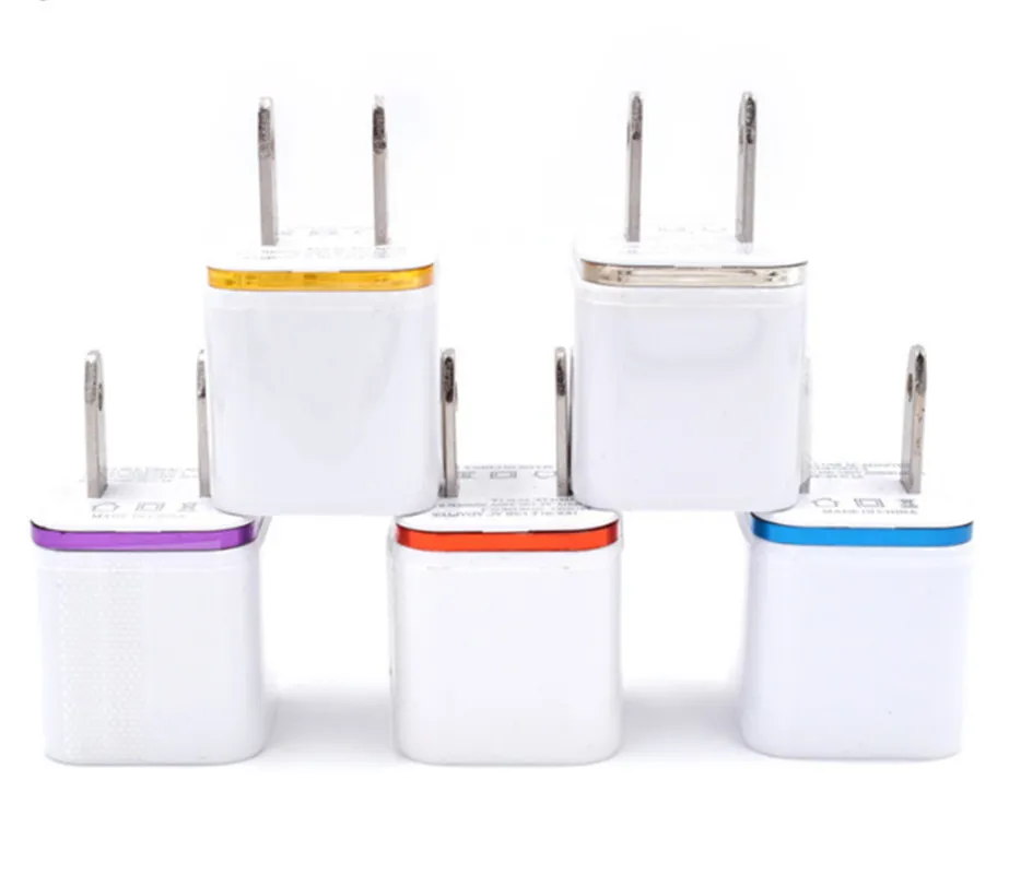 Many Color Top Quality 5V 2.1 1A Double USB AC Travel US Wall Charger Plug many colors to choose very popular all over the world fastshipping