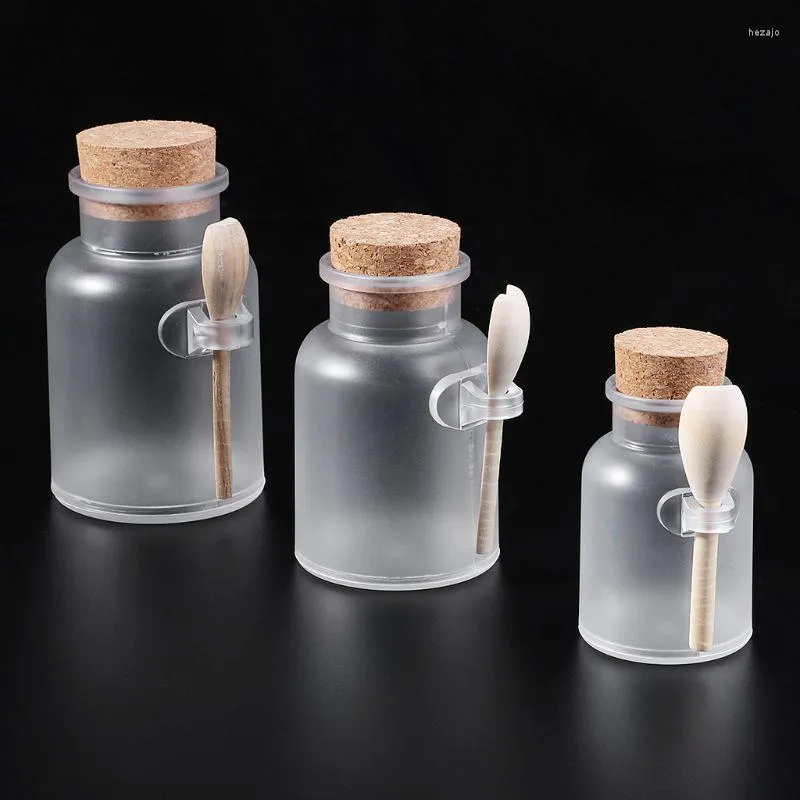 Aufbewahrungsflaschen, Peeling-Badesalzflasche mit Holzlöffel und weichem Korkstopfen für Münzperlen-Schmuck-Ring-Ohrring-Organizer