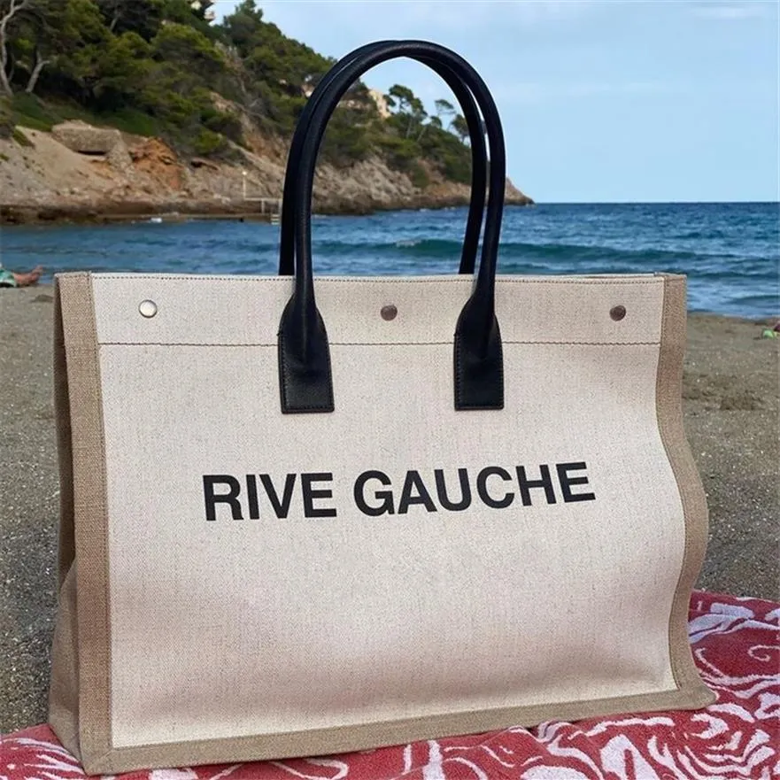 trend Women handbag Rive Gauche Tote shopping bag handbags top linen Large Beach bags Designer travel Crossbody Shoulder satchel W271R