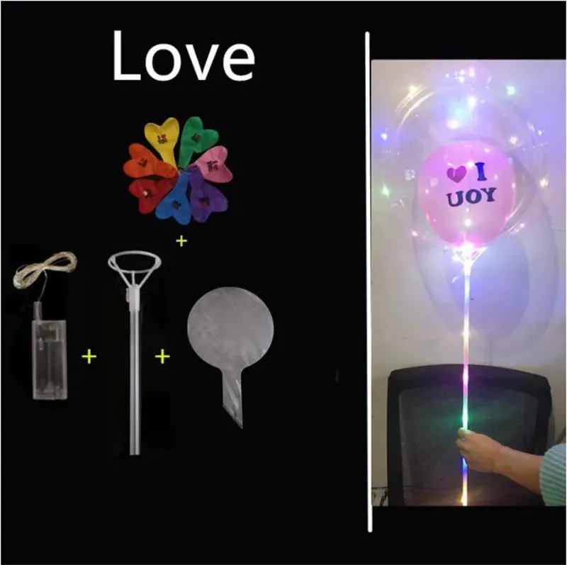 Party Balloons 20 inch BOBO Balloon Led Light Multicolor Luminous 70cm Pole  30LEDs Night Lighting For Birthday Party Wedding Holiday Decoration