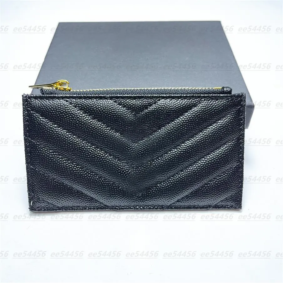 Äkta av högkvalitativ läderväska korthållare plånbok män berömda kvinnors innehavare Luxurys designer Long Coin Black Lambskin Men246J