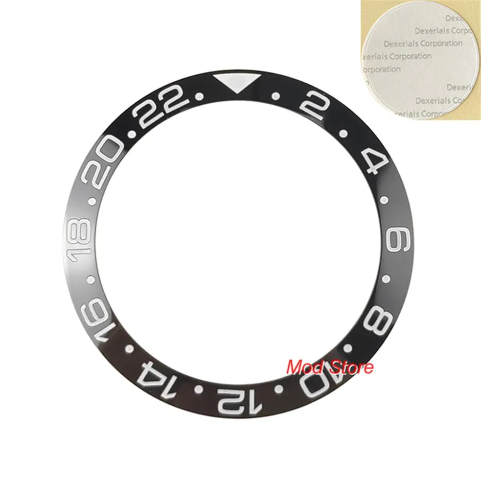 Reparationsverktygssatser av hög kvalitet 38 mm svartblå vit tryckning GMT Ceramic Bezel Insert Ring för Master Style Mens Watches160i
