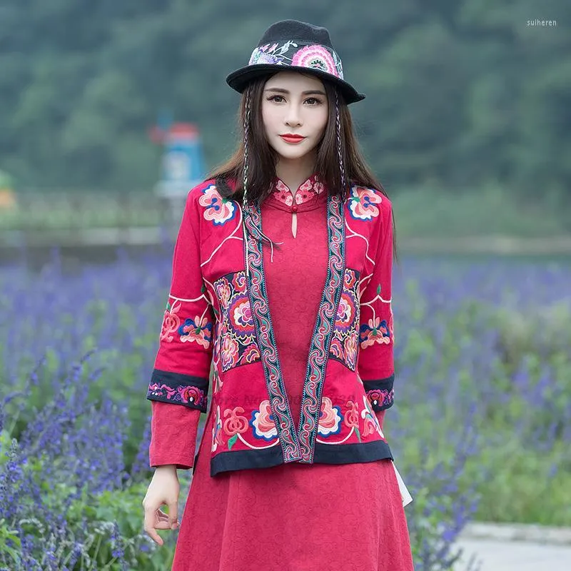 Этническая одежда 2022 Традиционное китайское костюм женское стиль куртка Oriental Harajuku Vintage Cardigan Cotton Lense Poat