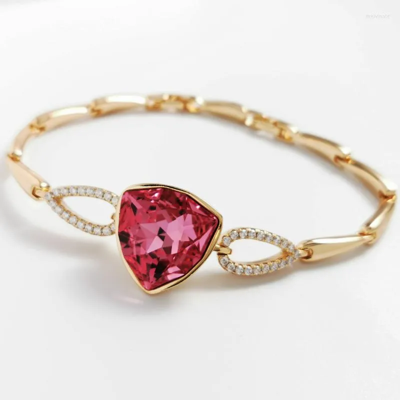 Pulseras con dijes, joyería de tendencia 2022, pulsera de cristal austriaco para mujer, brazalete Xuping triangular de lujo, accesorios de muñeca para niña, bisutería