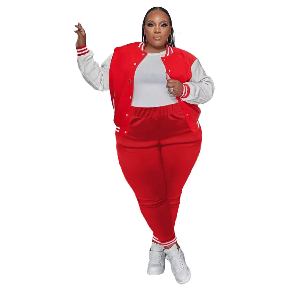 Plus Size Sweatsuit Outfits Set Baseball Uniform Jacket And Pants