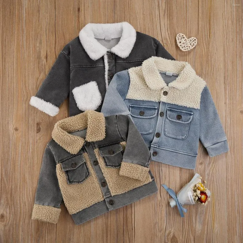 Jacken Baby Junge Mädchen Winter Kleidung Schneeanzug Mantel Fleece Langarm Revers Hals Button-up Jacke Mit Taschen Anzug für Kinder