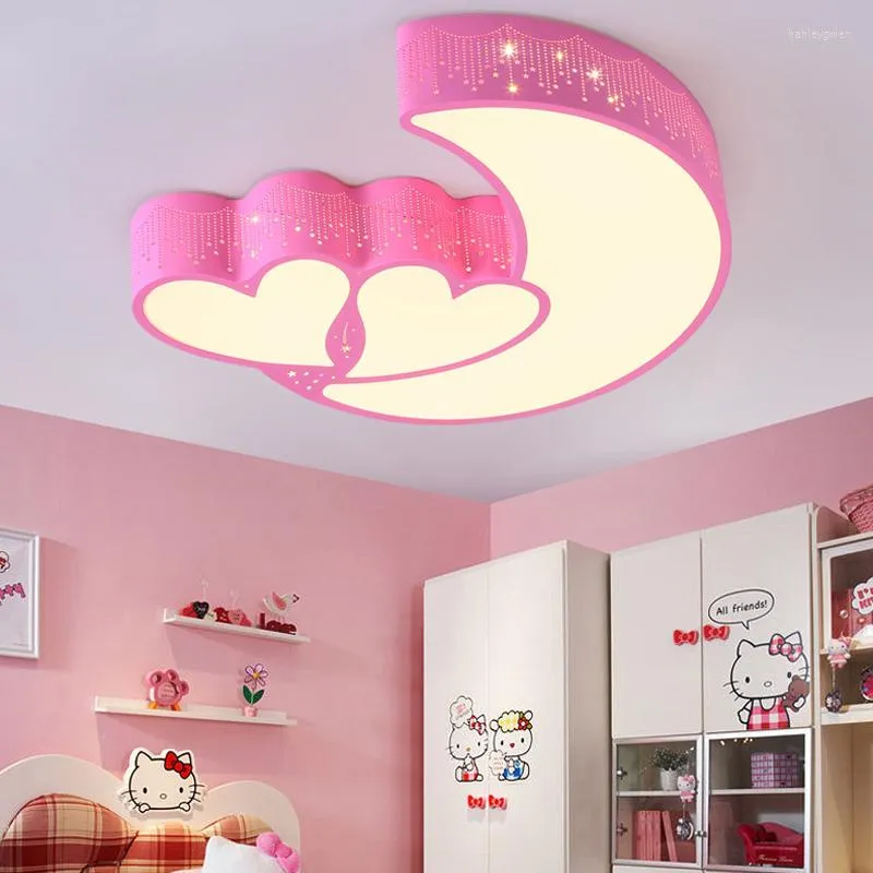 Plafoniere Lampada in Ferro Battuto Semplice Camera dei Bambini Creativa Camera da Letto Moderna Led Stelle Colore Luna