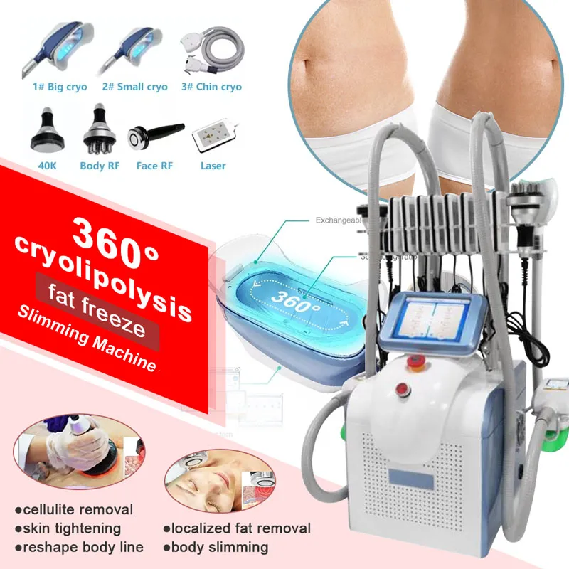 Cryolipolysis Body Sculpting Fat Freezing Professional Lipolaser Portable 40k Cavitation RF Fat Removal Cryo Slimming Machine Anti Cellulite Beauty Equipment