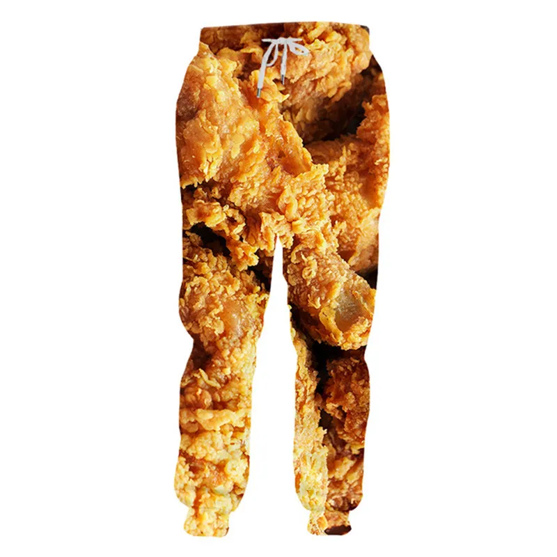 Hip Hop Sportwear Punk Casual Loose Men Cool Print Ramen Burger with Fries 3d Pants 007