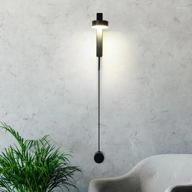 Lampa ścienna Lampy wewnętrzne Obrót Obrót Przełącznik Ściągnięcie Światło Modern Sconce Kreatywne łóżko łóżka żywe schody dobrze