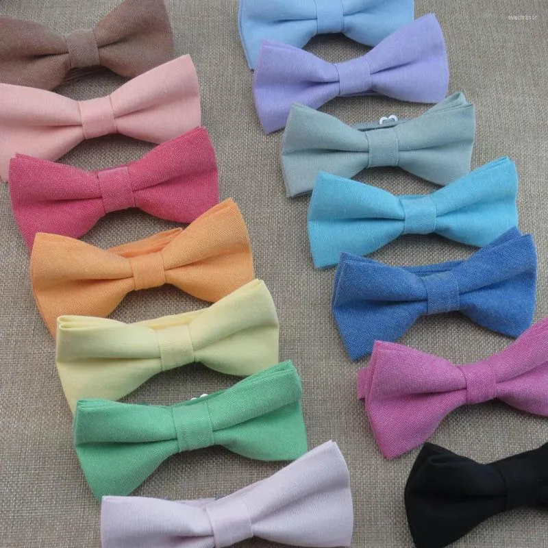 Bow Ties 15Colors hommes Tie Robe formelle Personnalité colorée Bowtie 12 cm 6 cm Solide Imitation Coton Linn