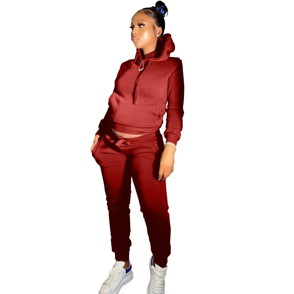 Wholesale Fleece Tracksuits Women Jogger Suits Fall Winter Clothes