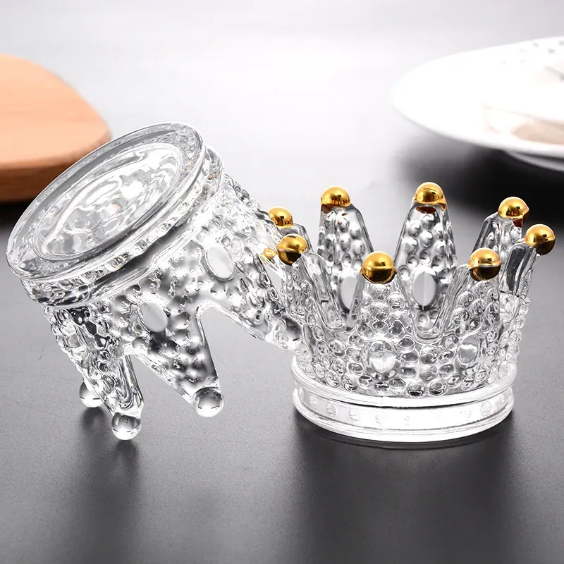 Crown Glass Ash Trays Transparent For Cigarette Tobacco Ash with Holders Accessories Candle Holer Wholesale