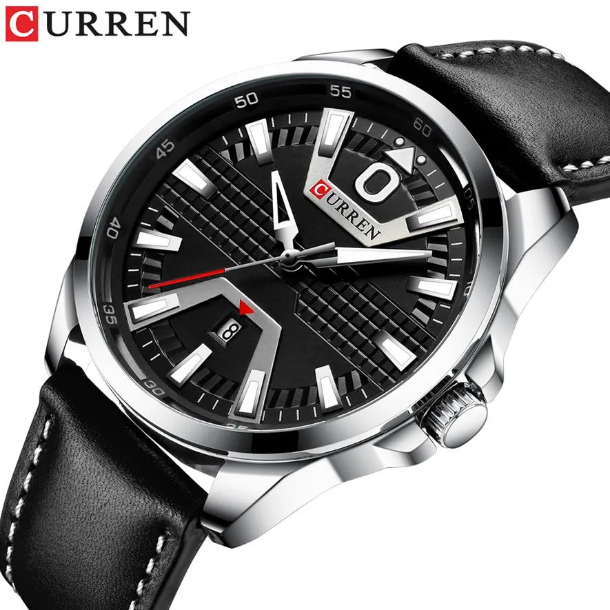 Relógio criativo assistir homem moda de luxo de luxo marca curren couro quartzo wristwatch date automaturologia relogio masculino2381