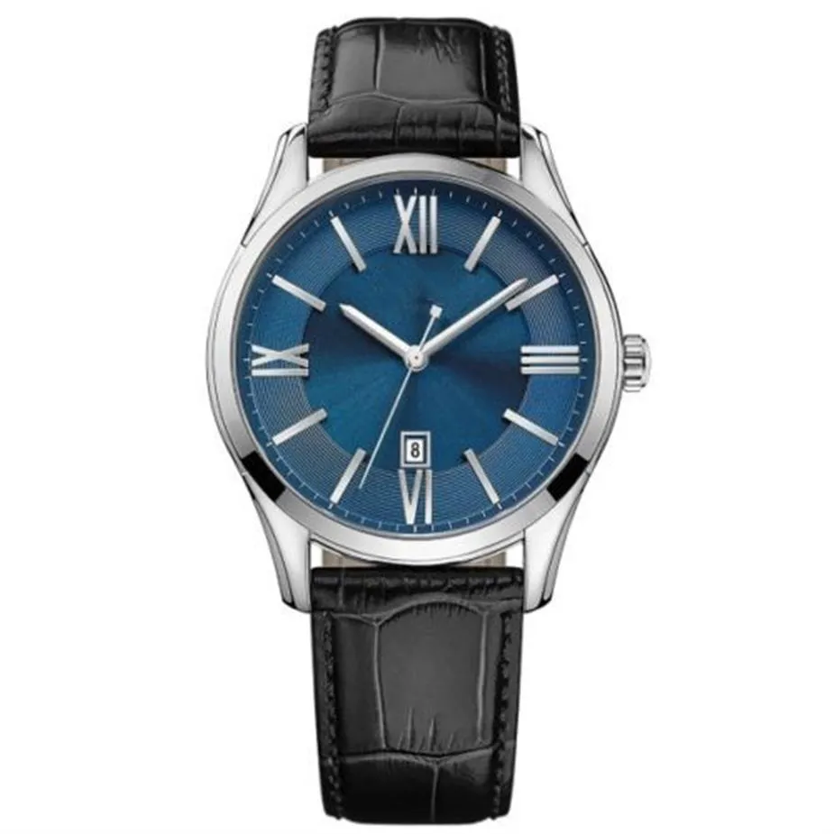 New Men 's Watch 1513386 Blue Dial Leather Strap Fashion Watcher Men247S