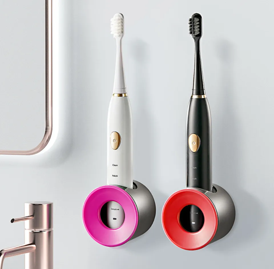 La dernière brosse à dents électrique murale sans perforation de 6,5 x 5,5 cm avec de nombreuses options de couleur et prise en charge du logo personnalisé.
