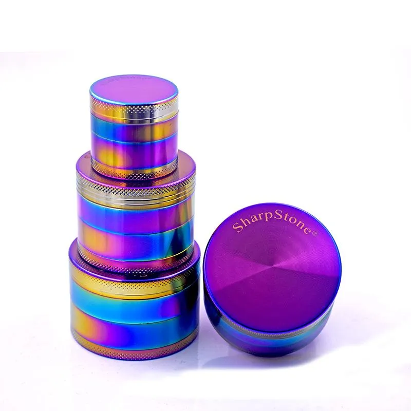 흡연 액세서리 도매 무지개 40mm/50mm/55mm/63mm 4Layer ZICN 합금 브랜드 Sharpstone Metal Tobacco Dry Herb Grinder