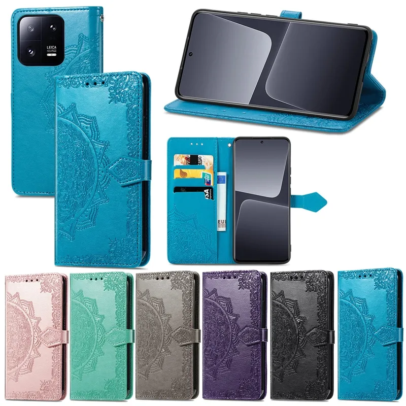 Fundas de cuero con billetera de flores para Samsung A05 A05S A54 5G A04E A34 A14 4G Impresión de encaje Floral Elegante soporte Flip Cover Fashion Girls Lady Ranura para tarjeta Libro Bolsa para teléfono Correa