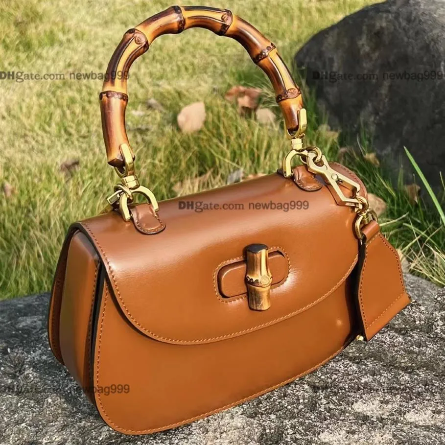 2021 Las más nuevas mujeres Bolsos de bambú Bolsos de cuero genuino Bolsos Monedero Monedero Moda Diseñador de lujo Vintage Cross Body Hombro B217W