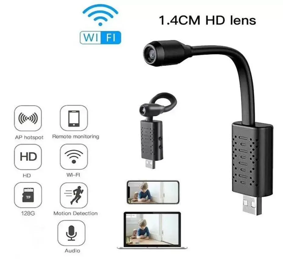 Câmeras de Webcam Webcam USB 1080p com suporte de detecção de movimento 64 GB App App Antitheft Câmera Computador4220027