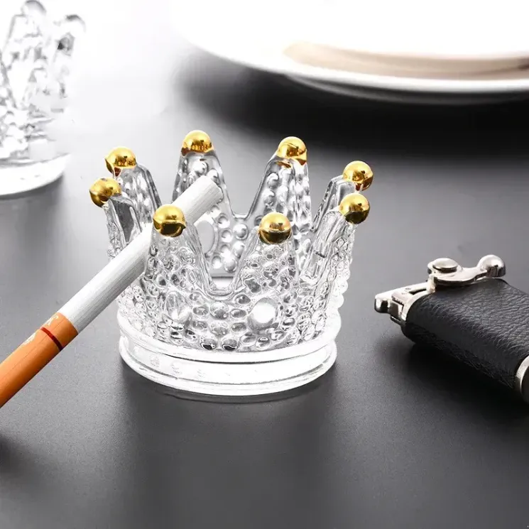 Crown Glass Ash Trays Transparent For Cigarette Tobacco Ash with Holders Accessories Candle Holer Gift tt1230