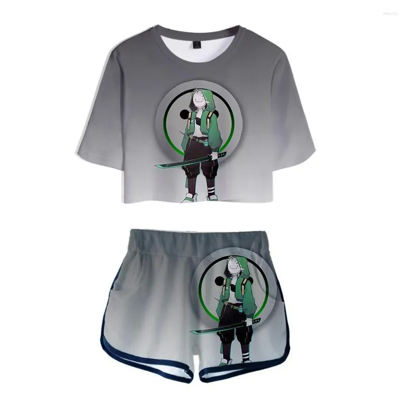 Erkek Tişörtleri Moda 3D Dreamwastaken Gri Takım Yaz Kız Göbek T-Shirt Şortları Kısa Kollu Kadın Giysileri
