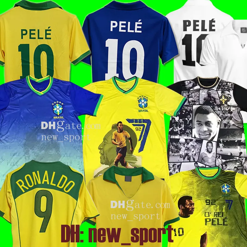 Retro Brasils Soccer Jerseys #10 Pele 1957 1970 Santos 1984 Ronaldinho Camiseta de Futbol Men Special 1988 1992 1994 Brasil 2002 2004 2006 New Sport Football Shirt