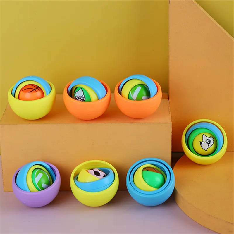 Mão Spinner Toy Plástico Metal Spinners 3D Spinners Rainbow Gyro Spinning Universal Rotation Top Toys for Kids Presente Descomprimido Padrão Multiladas Randomeroso