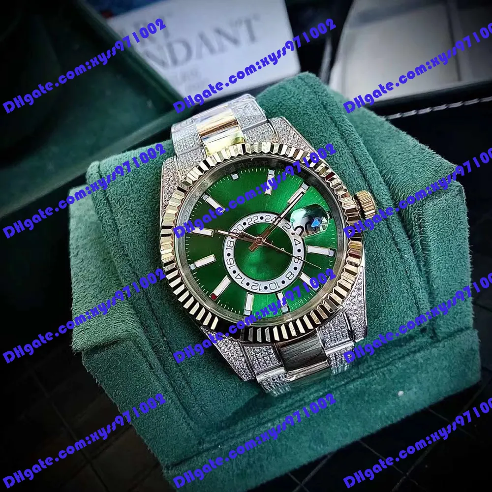 Orologio da uomo di alta qualità 2813 orologio meccanico automatico m326933 41mm quadrante verde orologio da polso in acciaio inossidabile con cinturino in diamanti vetro zaffiro 326934 orologi