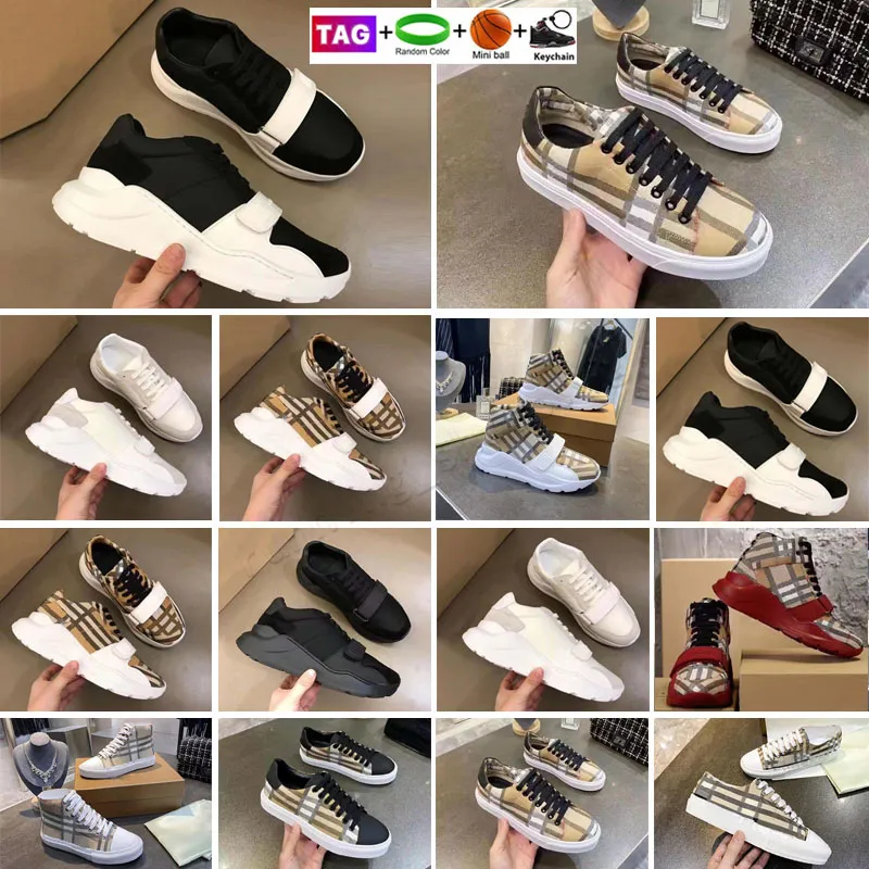 2023 Fritidsskor Sneakers Sko Sneakers äkta läder Klassiska plädade bärränder För man Kvinna Bur Color Bar 34-44