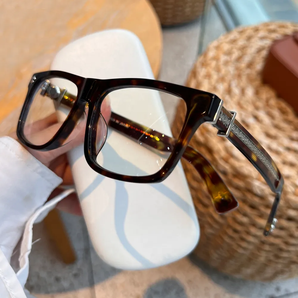 Zilveren schildpad bril bril glazen frame vierkante doos mannen vintage brillen lunch mode zonnebril frames met doos