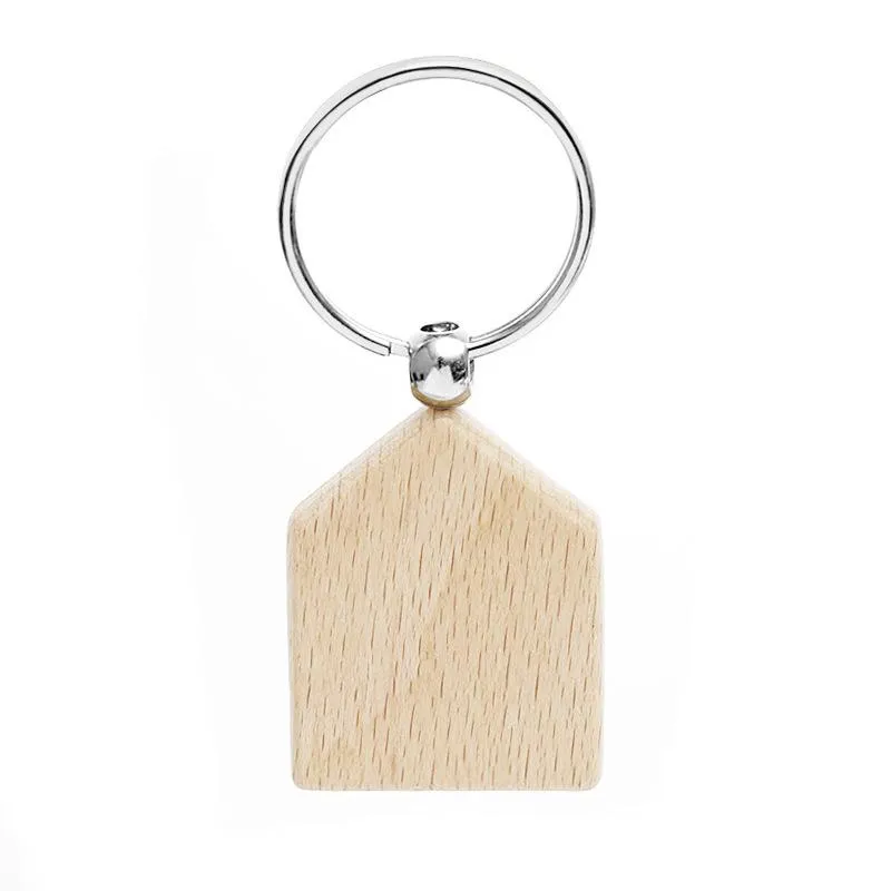 Beech Wood Keychain Party Favors Blank Personalized Customized Tag Name ID Pendant Key Ring Buckle Creative Birthday Gift