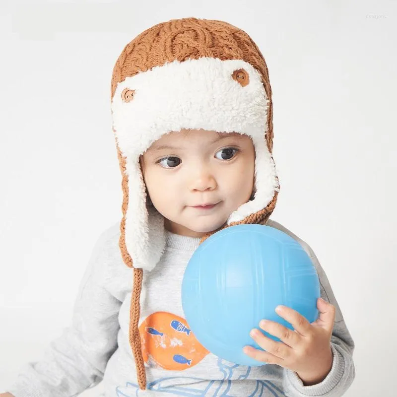 Hoeden herfst winter 0-5 jaar baby gebreide hoed vaste kleur jongens meisjes meisjes wollen fluweel verdikte warmte