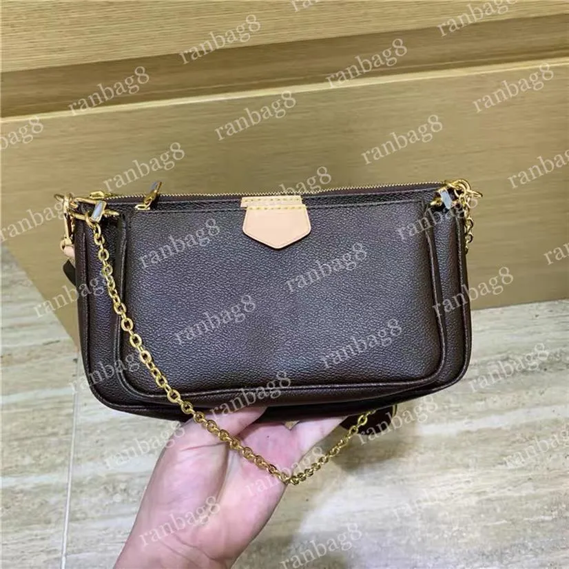 Women's multi Crossbody Bag 44813 3 sets genuine leather accessories chain shoulder bag with round wallet strap high quality298K