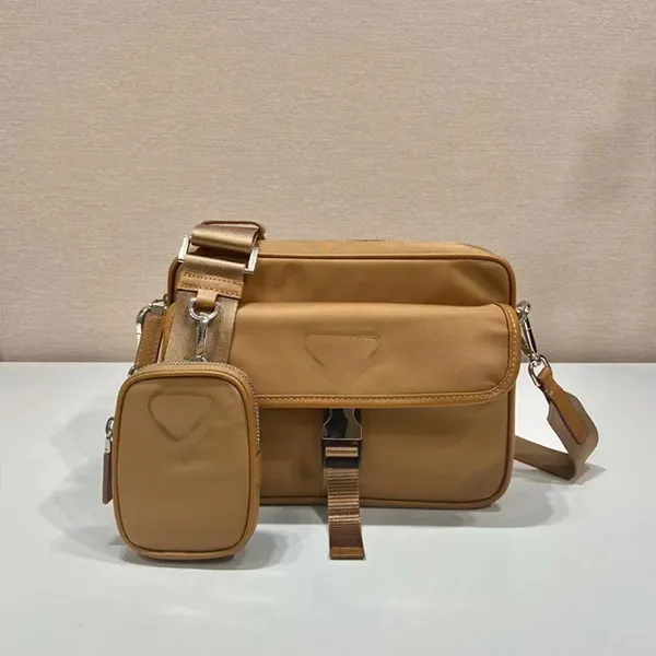 Designer Men s nylon satchel bag Triangle crossbody bags fashion Messenger shoulder postman bag black Large capacity package Clasp function purse