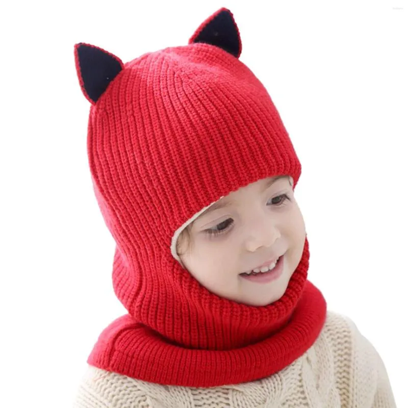 Chapeaux visage casquettes chaudes masque thermique Scraf enfants épais tricoté Ski cyclisme chapeau cagoules coupe-vent enfants