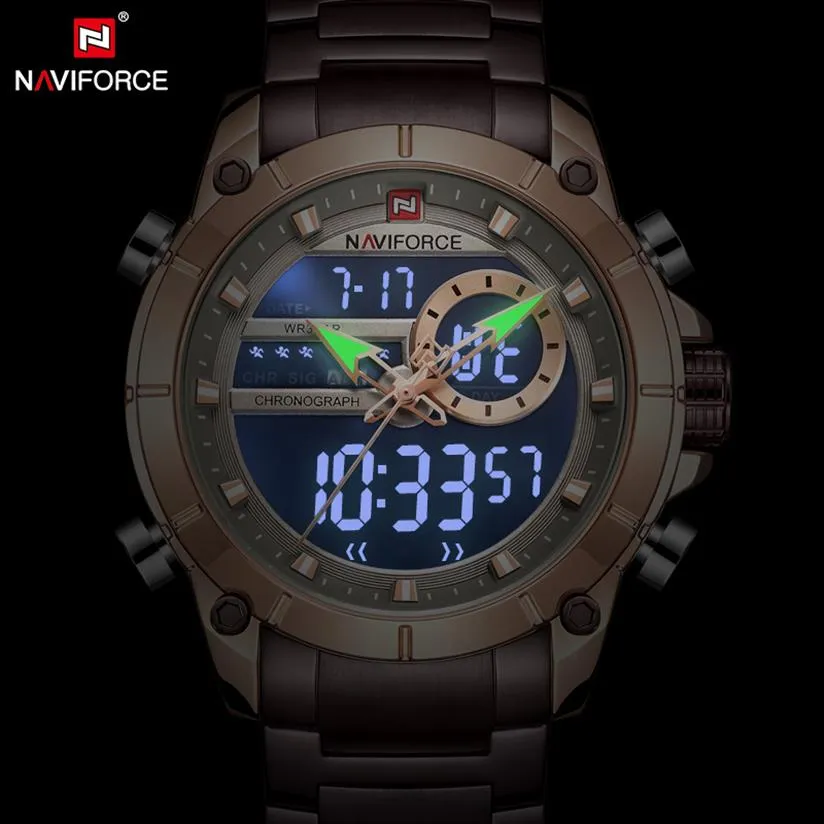 Nuovi orologi da uomo NAVIFORCE Top Luxury Brand Full Steel Orologi impermeabili Orologi da polso al quarzo sportivi militari da uomo Relogio Masculin198I