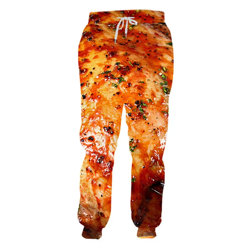 Hip Hop Sportwear Punk Casual Loose Men Cool Ramen Burger z frytkami 3D Pants 006