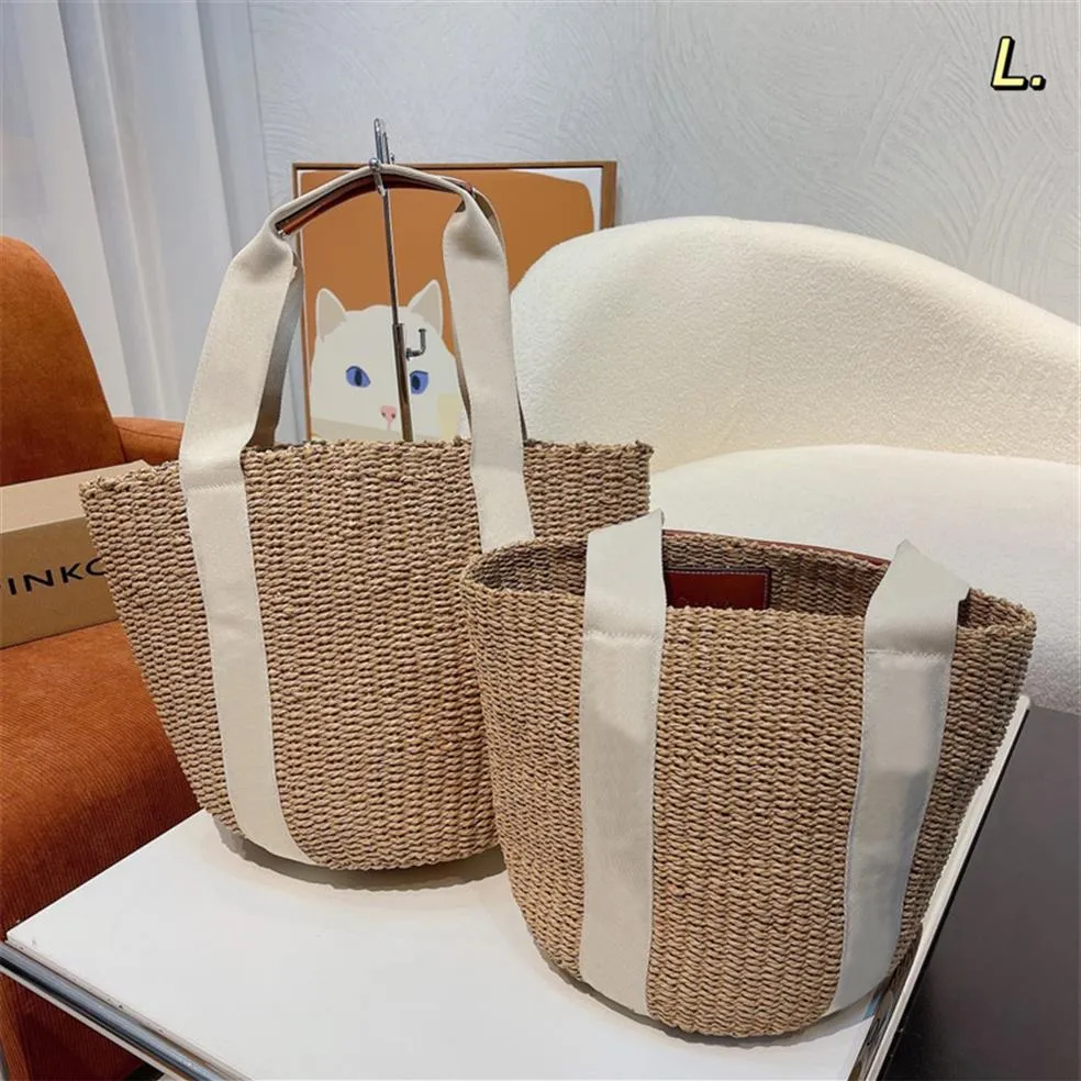 Summer New Fashion Straw Bucket Bag Designer Borsa da donna Designer di lusso Woody Tote Lady Tourist Beach Borsa a tracolla 243W