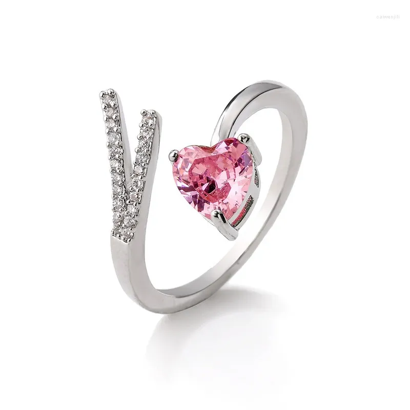 Кластерные кольца простое сердце открытое кольцо для женщин Женщина милый пальцем романтический день рождения подарок подруга мода кубические украшения циркона