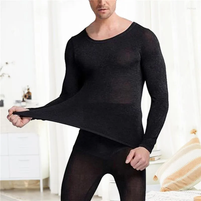 Mäns termiska underkläder herr underkläder sätter tunna vinterpyjamas för manliga 2st uppvärmda leggings varm kostym herrar kläder