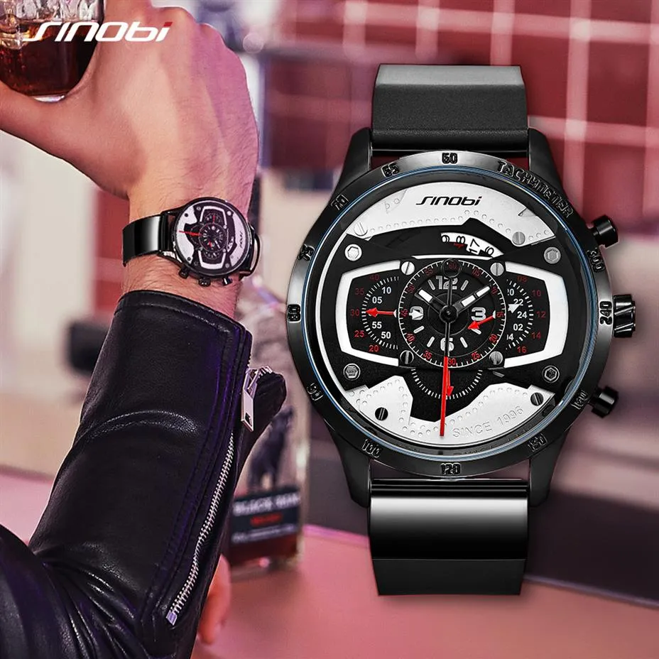 CWP 2021 SINOBI CAR SPEED Sport Mens tittar p￥ kreativa herrpunkvattent￤ta kvarts Milit￤r Reloj Hombre Racing300m