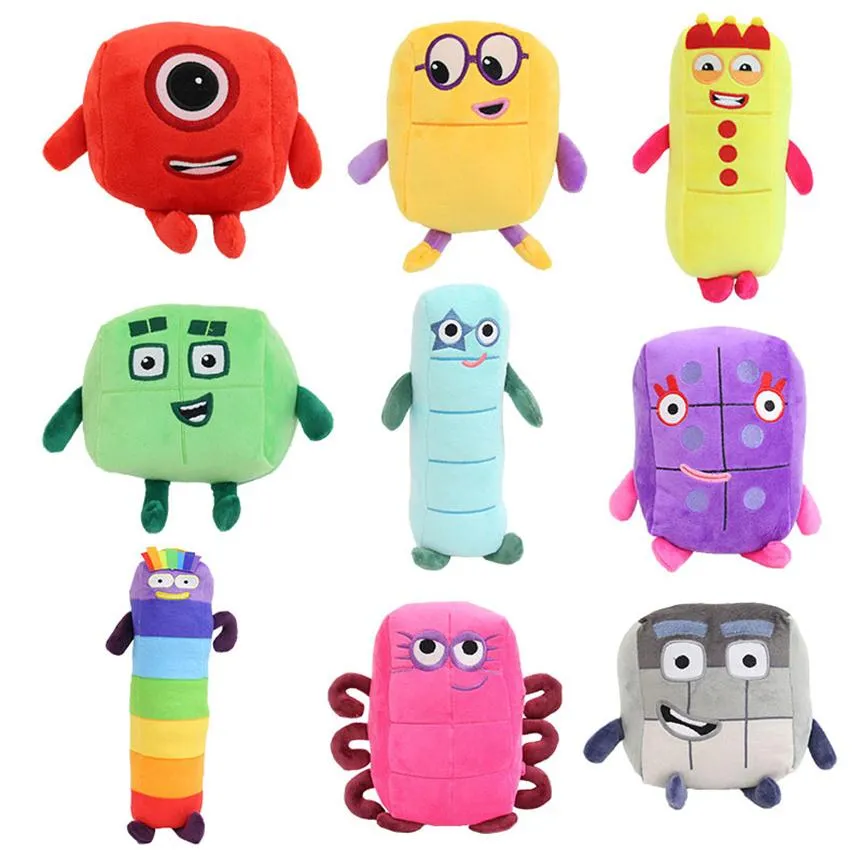 Lote de 10 peças Numberblocks Brinquedos de pelúcia educativos recheados Number Blocks Brinquedos de figura de desenho animado Plushies249i